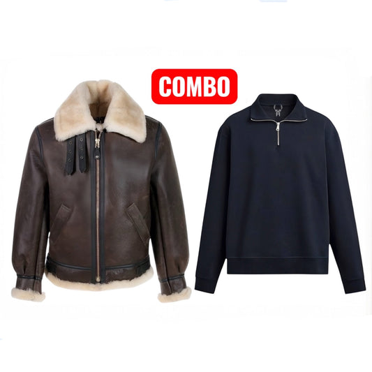 Leon RE4 Genuine Sheepskin Leather B3 Flight Cosplay