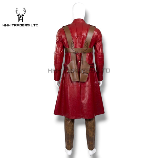 DMC 3 Dante Leather Trench Coat | Devil May Cry 3 Cosplay Costume | Unisex Full Set - Red Trench Coat, Trousers, Dual Gun Holsters & Gloves