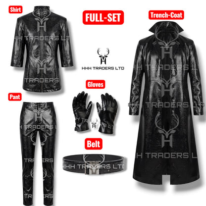 Albert Wesker Cosplay Full Set | Resident Evil 5 Leather Trench Coat & Outfit | Cowhide Leather Costume (Coat, Shirt, Pants, Belt)